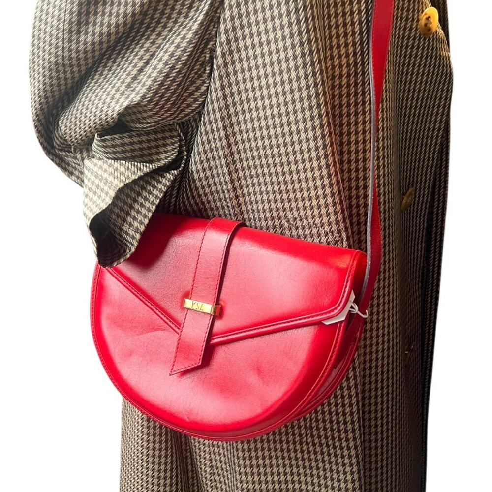 Vintage YSL Yves Saint Laurent Red Leather Crossbody Handbag
